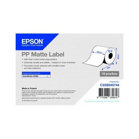 Rola de etichete adezive continue Epson PP mata, 102 mm x 29 m