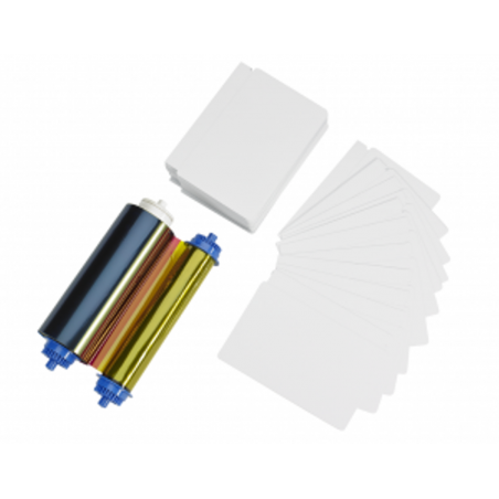 Set ribon color Zebra pentru ZC10L, ribon YMCO+400 carduri PVC cu o perforatie, 17 mil, 105999-10L1