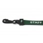 Snur preimprimat „Staff”, latime de 15 mm, verde inchis, cu carabina plastic