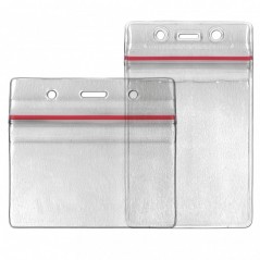 Suport flexibil, impermeabil, ziplock, vertical, transparent, format card max 70 x 92 mm, set 100 buc