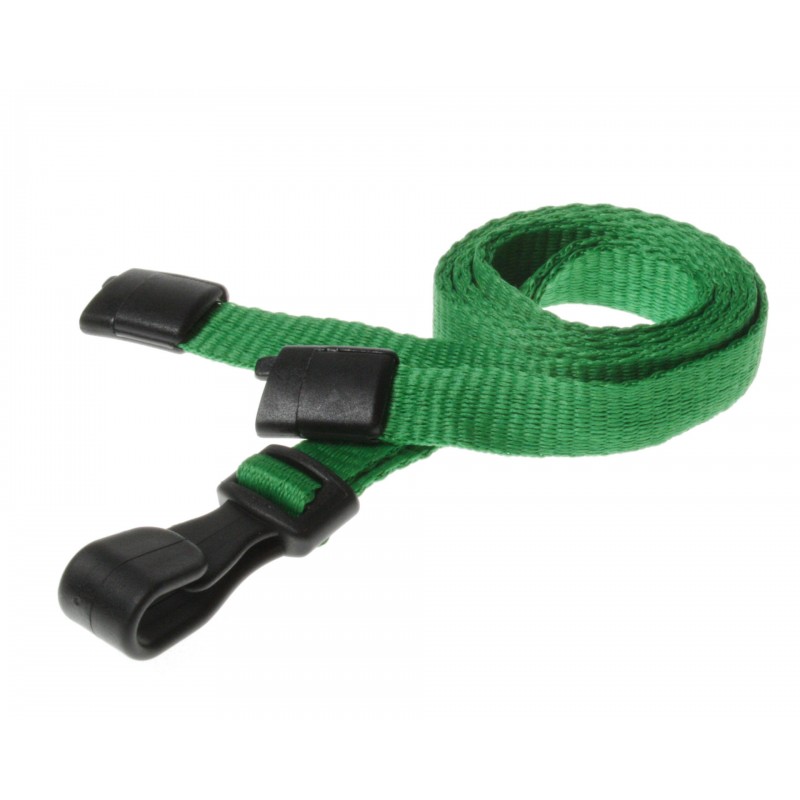 Snur textil 10 mm, verde, carlig plastic, sistem antistrangulare, set 25 buc