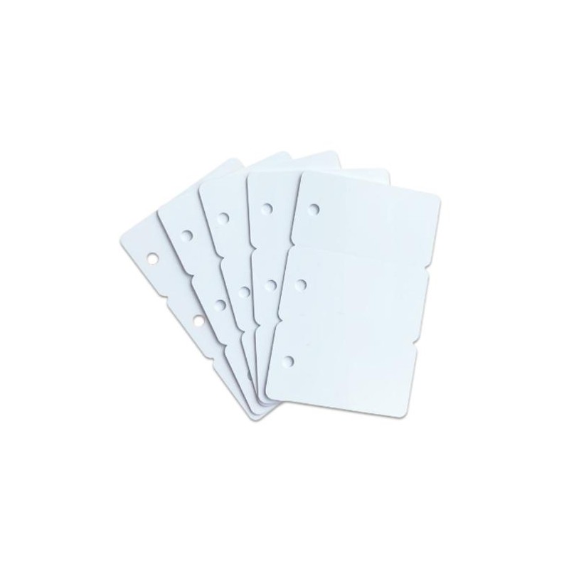 Carduri PVC Zebra, CR-80, alb, perforat, divizibil în 3 mini carduri, 30 mil, pachet de 100 carduri