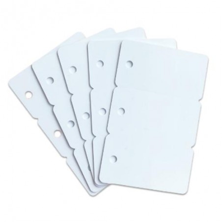 Carduri PVC Zebra, CR-80, alb, perforat, divizibil în 3 mini carduri, 30 mil, pachet de 500 carduri