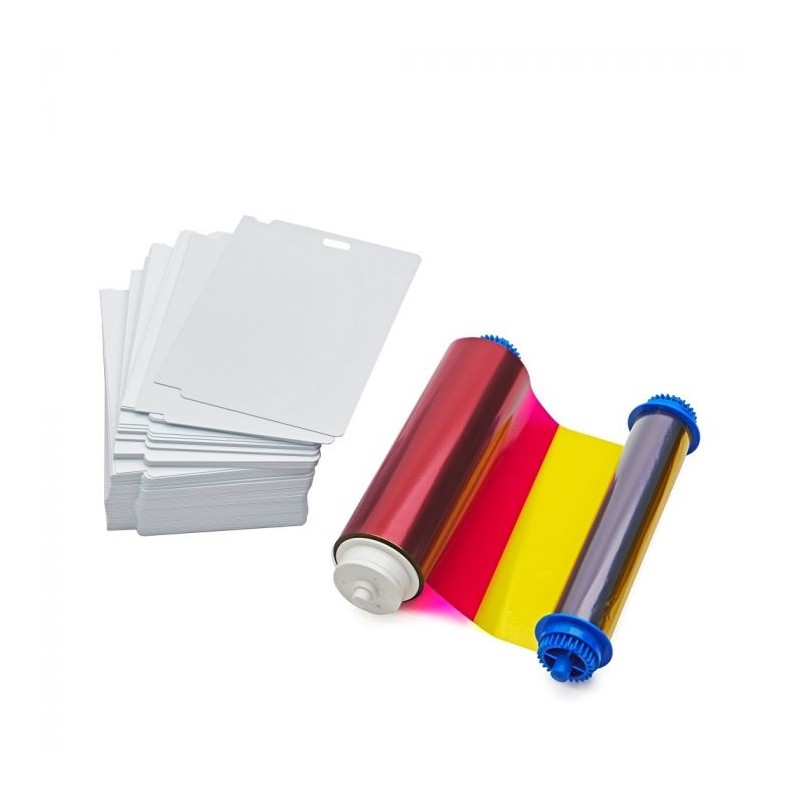 Set ribon color Zebra pentru ZC10L, ribon YMCO+400 carduri PVC cu o perforatie, 24 mil, 106000-10L1